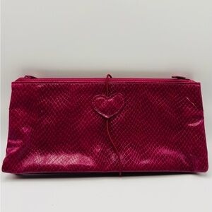 Avon Heart to Heart Cosmetic Bag Pink Faux Snakeskin NWT 2000